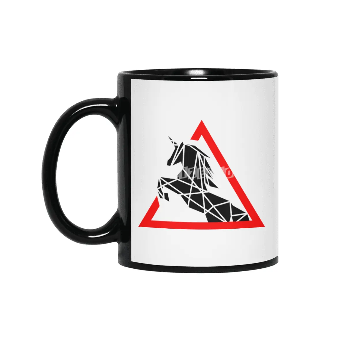 Funny Beautiful Unicorn Road Sign Shirt Siyah Kupa