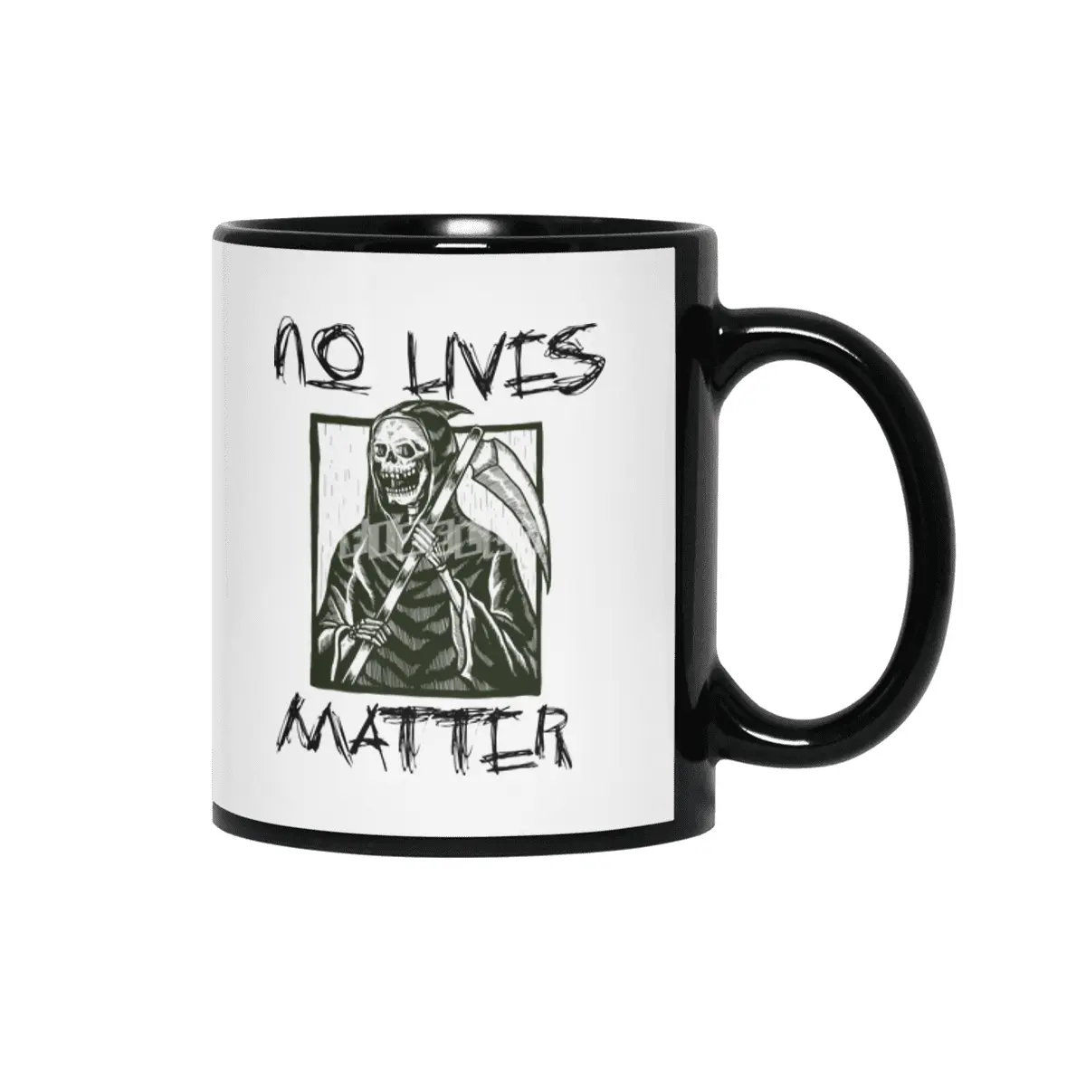 No Lives Matter Metal Rock Grim Reaper Design Siyah Kupa