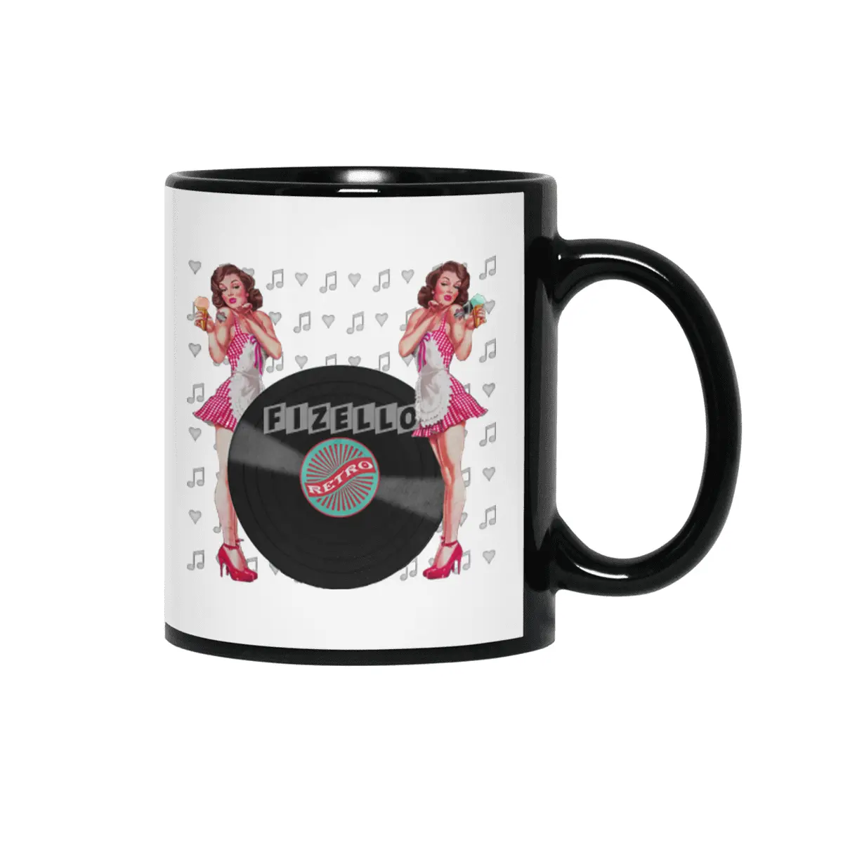 Pin Up Girl Vintage Retro Women Shirt Siyah Kupa
