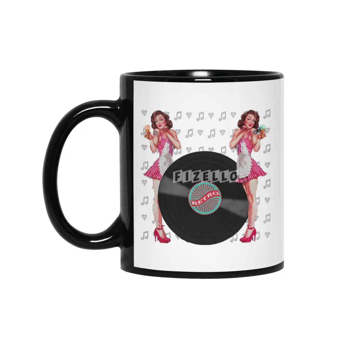 Pin Up Girl Vintage Retro Women Shirt Siyah Kupa