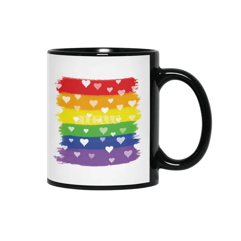 Rainbow Gay Lesbian Transgender Bisexual Love Siyah Kupa