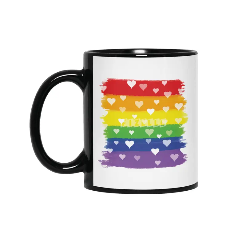 Rainbow Gay Lesbian Transgender Bisexual Love Siyah Kupa