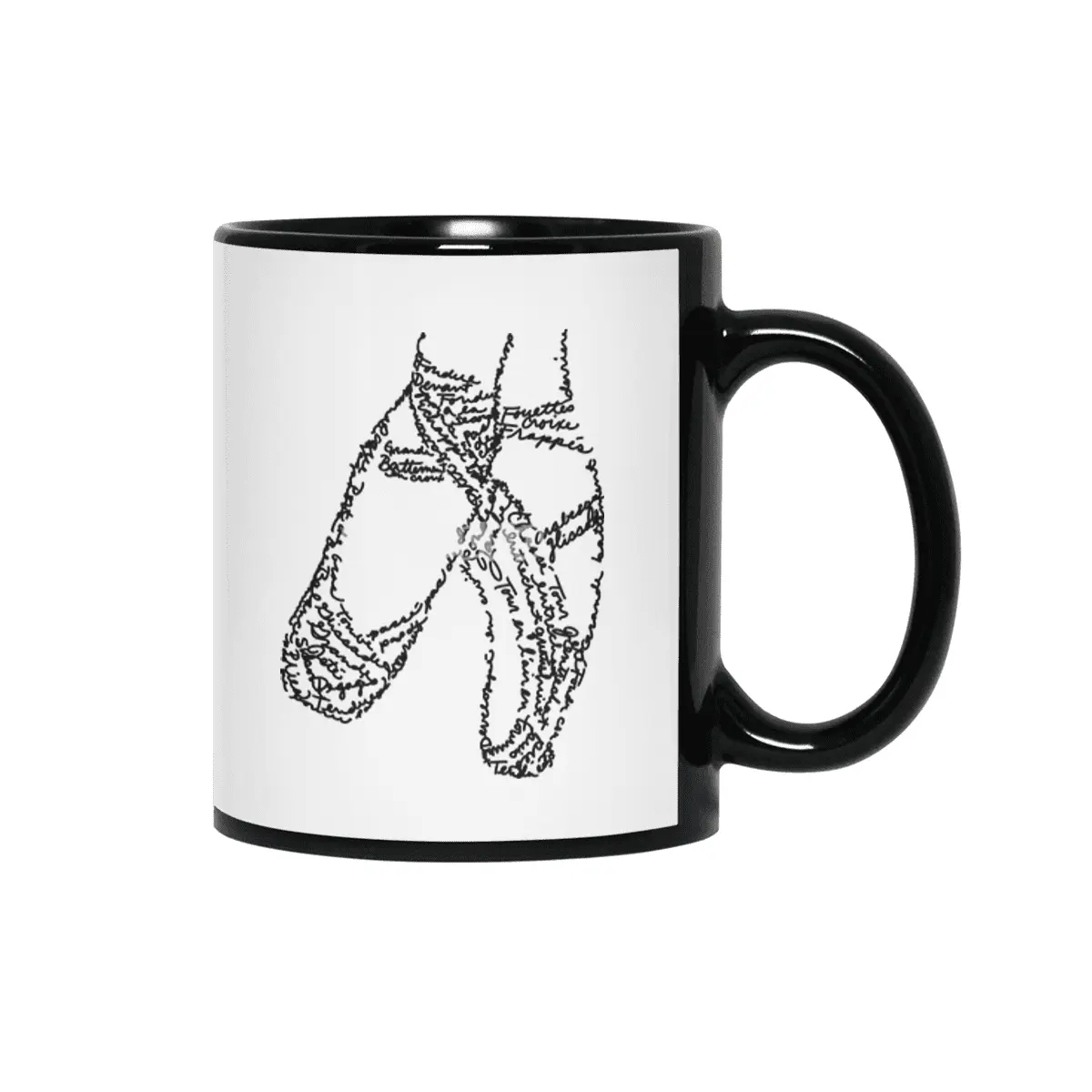 Ballet Pointe Shoes Word Art Siyah Kupa