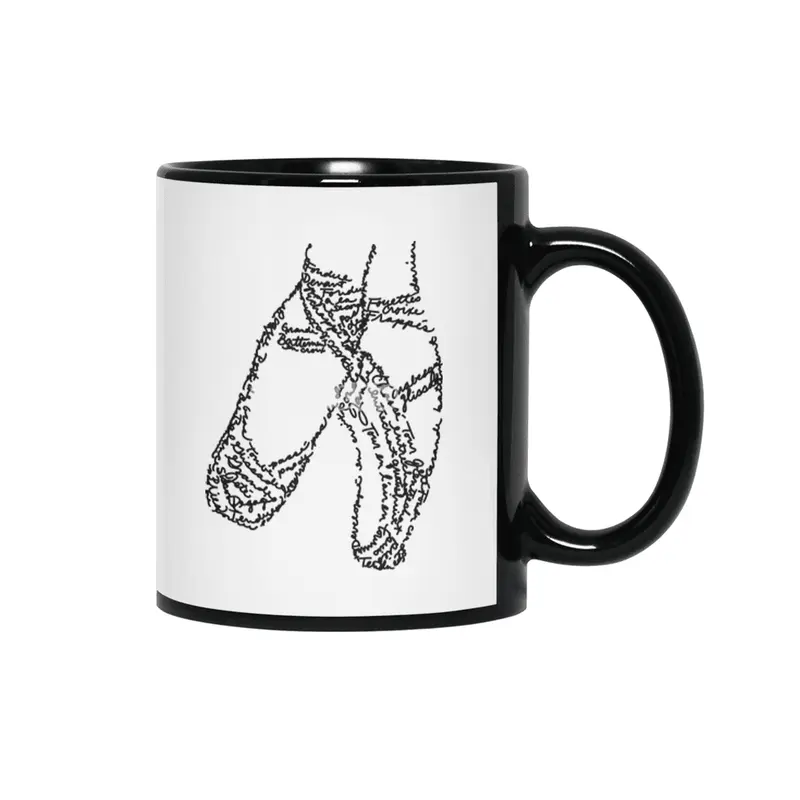 Ballet Pointe Shoes Word Art Siyah Kupa