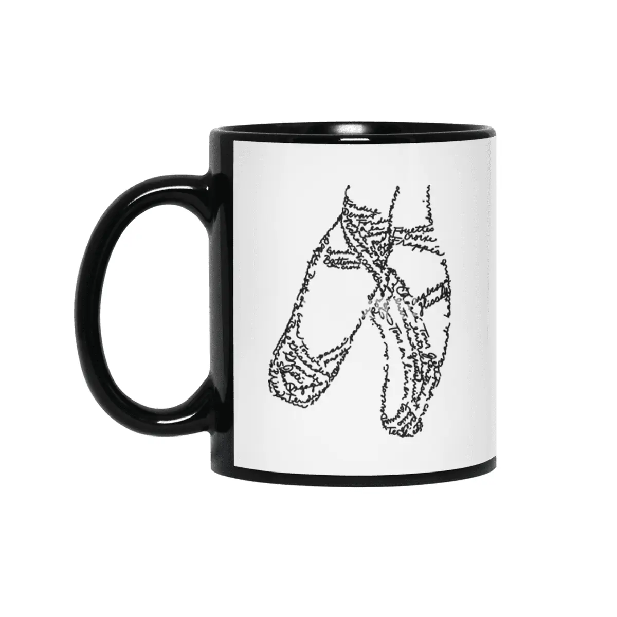 Ballet Pointe Shoes Word Art Siyah Kupa