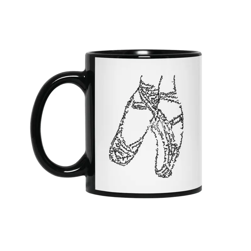 Ballet Pointe Shoes Word Art Siyah Kupa