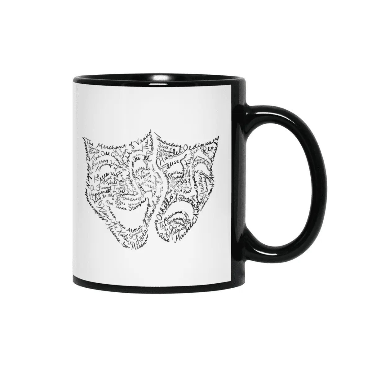 Theater Comedy Tragedy Masks Word Art Siyah Kupa