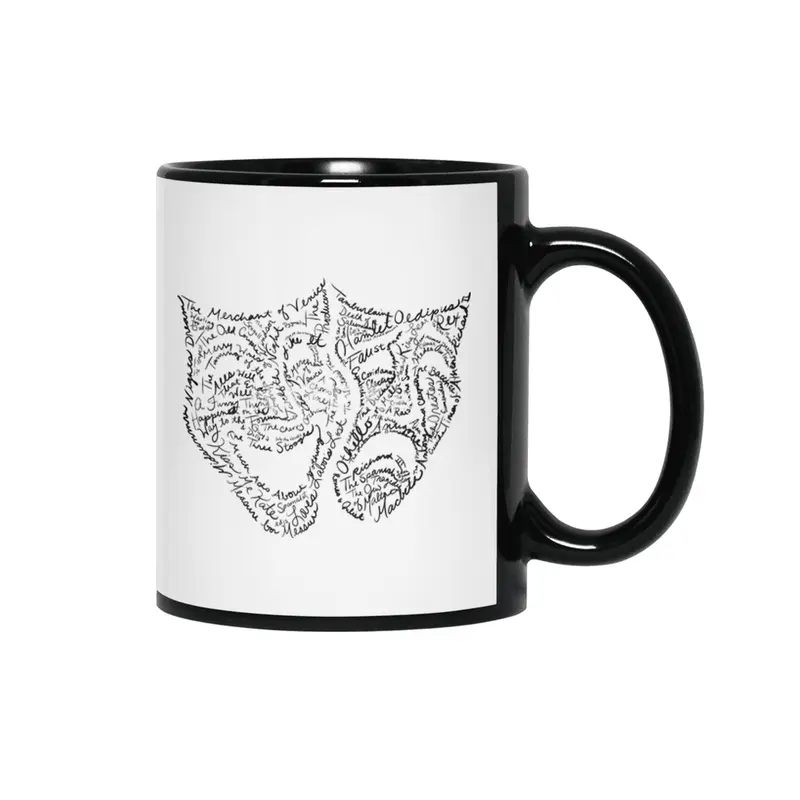 Theater Comedy Tragedy Masks Word Art Siyah Kupa