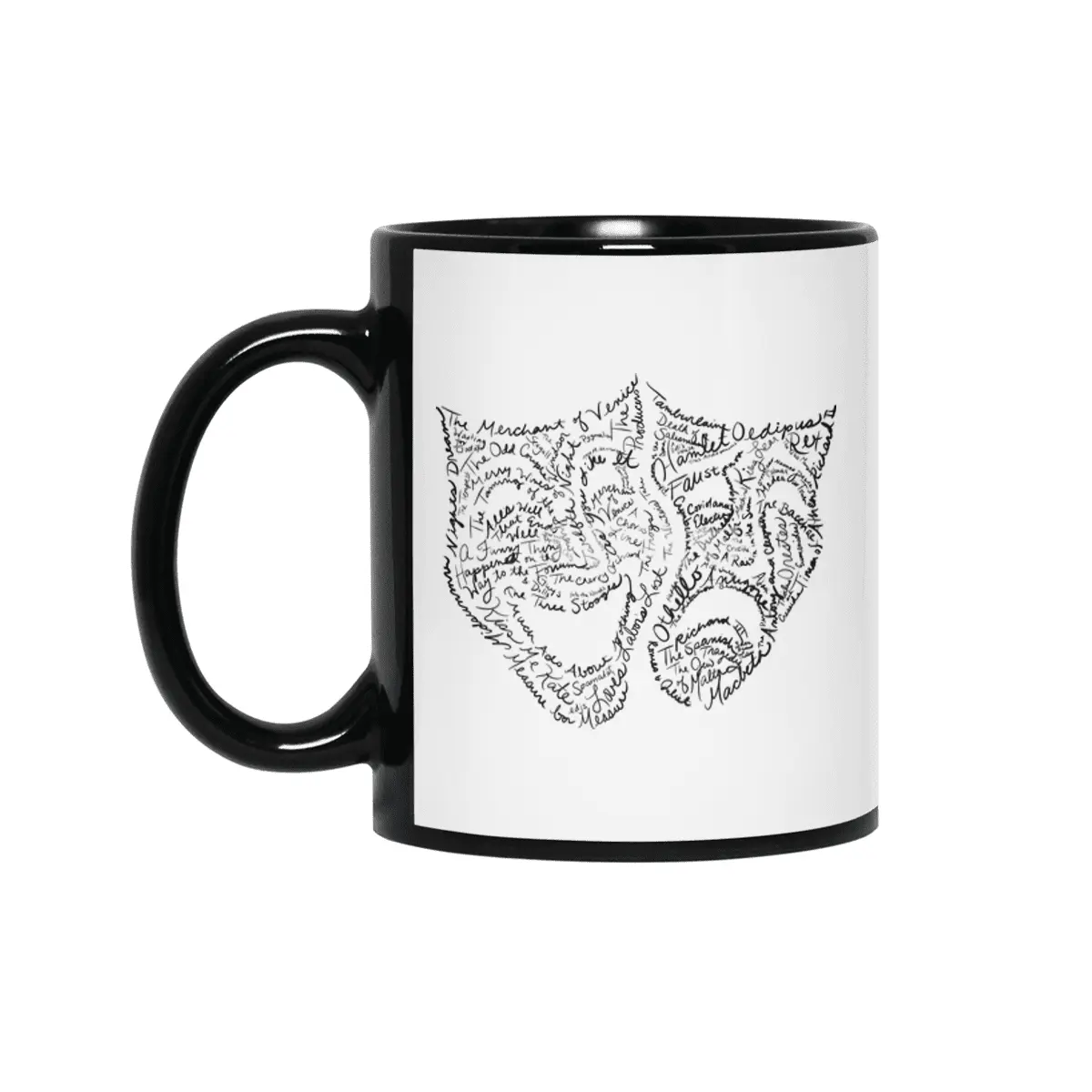 Theater Comedy Tragedy Masks Word Art Siyah Kupa