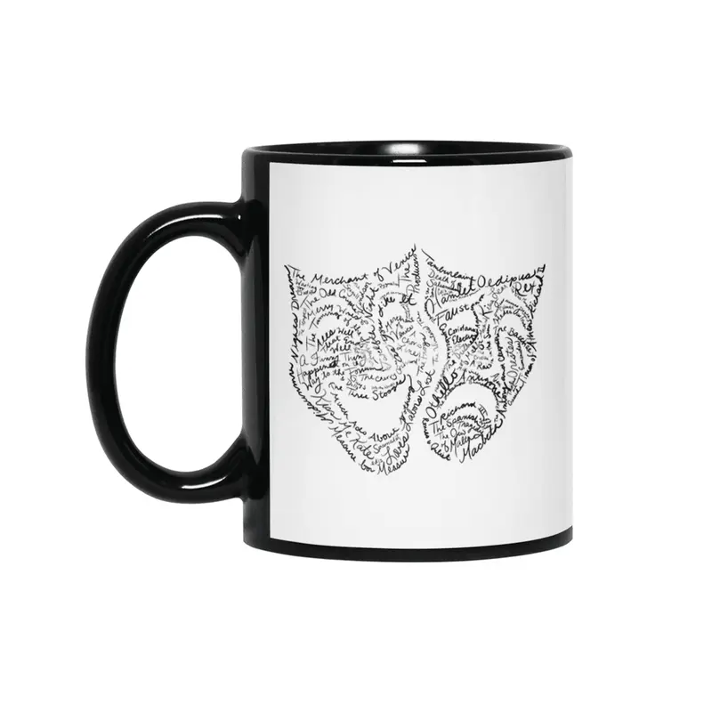 Theater Comedy Tragedy Masks Word Art Siyah Kupa