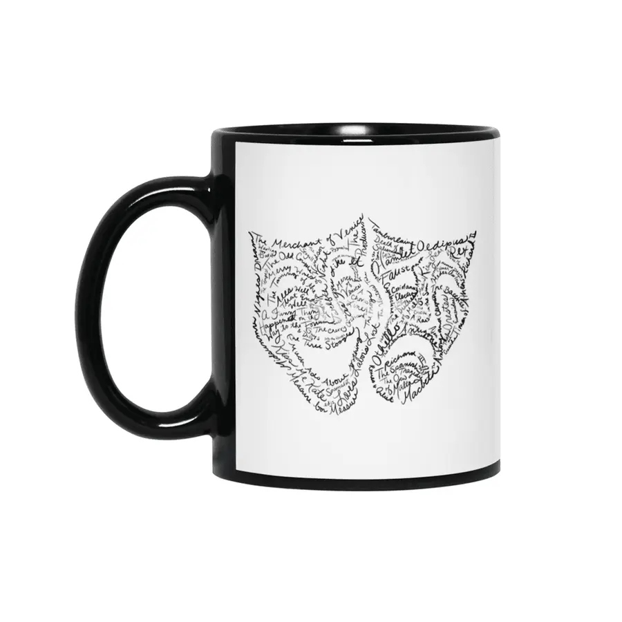 Theater Comedy Tragedy Masks Word Art Siyah Kupa