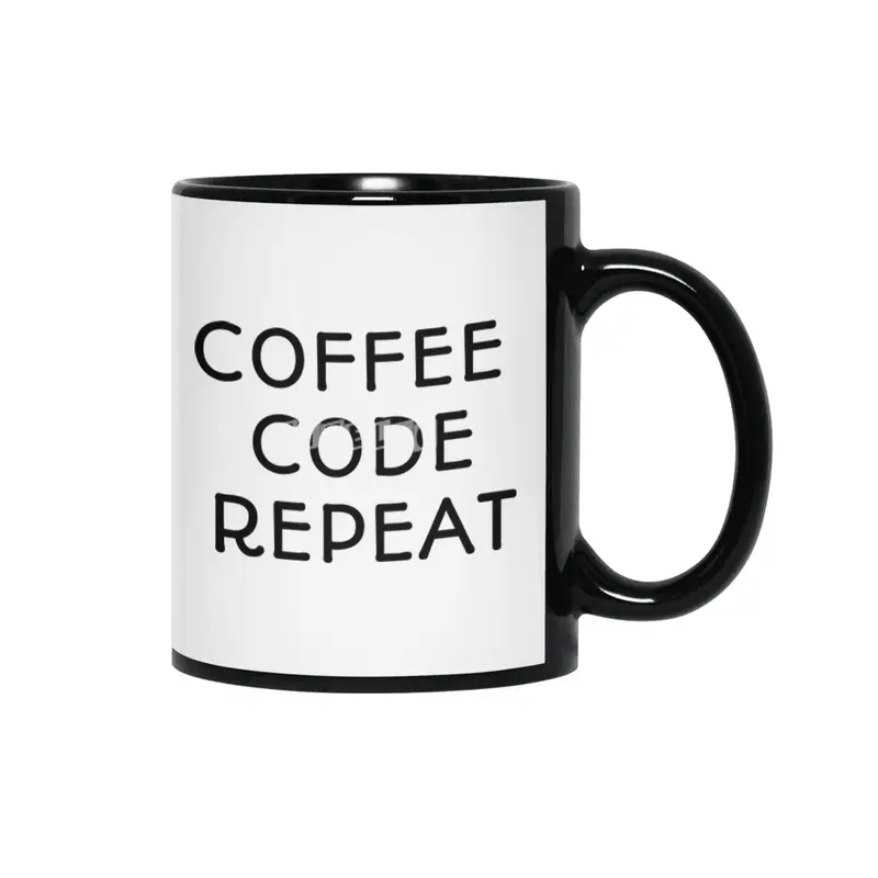 Coffee Code Repeat Siyah Kupa