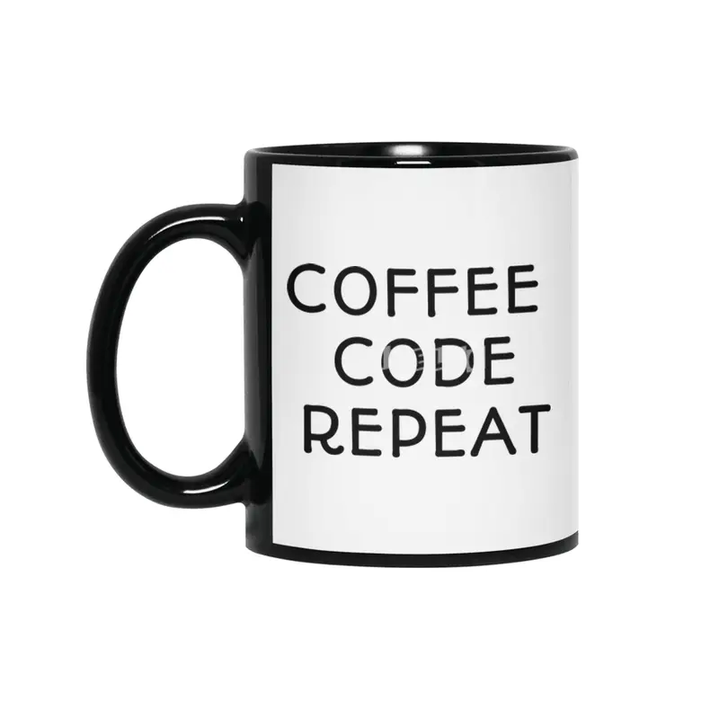 Coffee Code Repeat Siyah Kupa