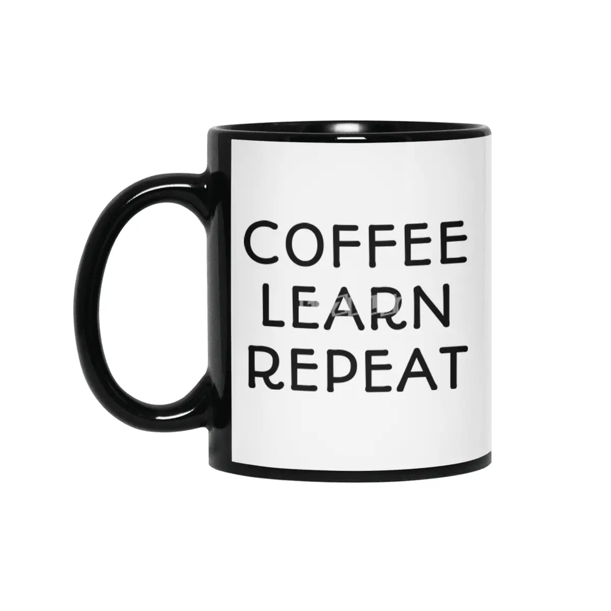 Coffee Learn Repeat Siyah Kupa