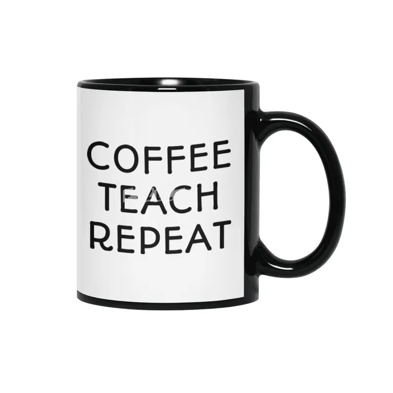 Coffee Teach Repeat Siyah Kupa