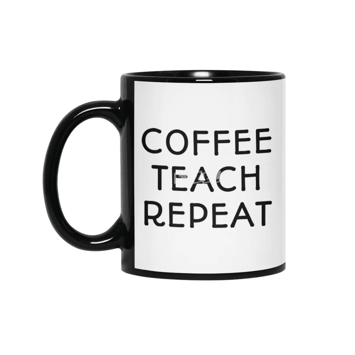 Coffee Teach Repeat Siyah Kupa
