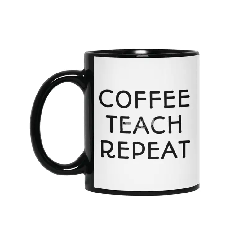 Coffee Teach Repeat Siyah Kupa