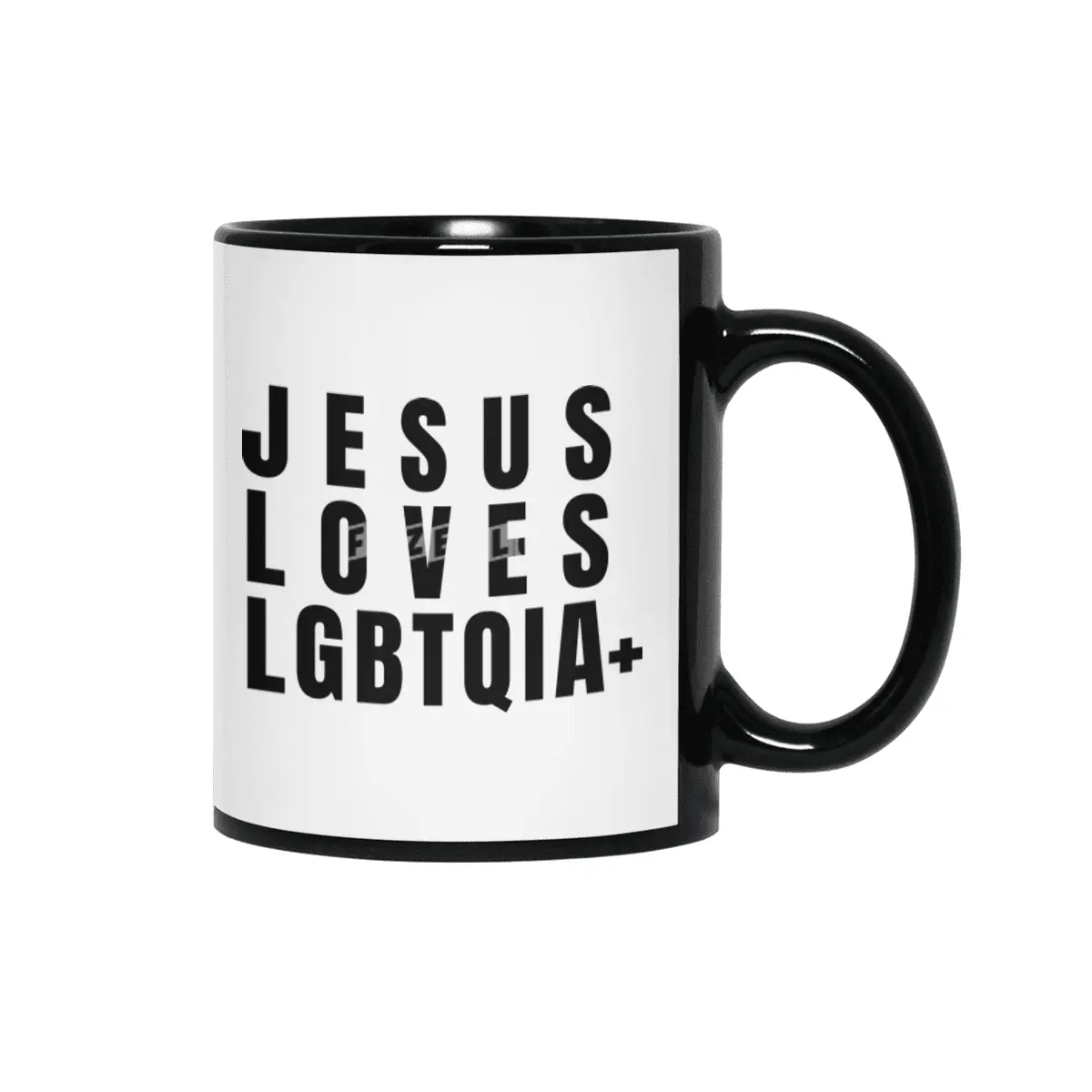 Jesus Loves LGBTQIA+ Siyah Kupa