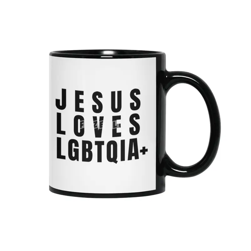 Jesus Loves LGBTQIA+ Siyah Kupa