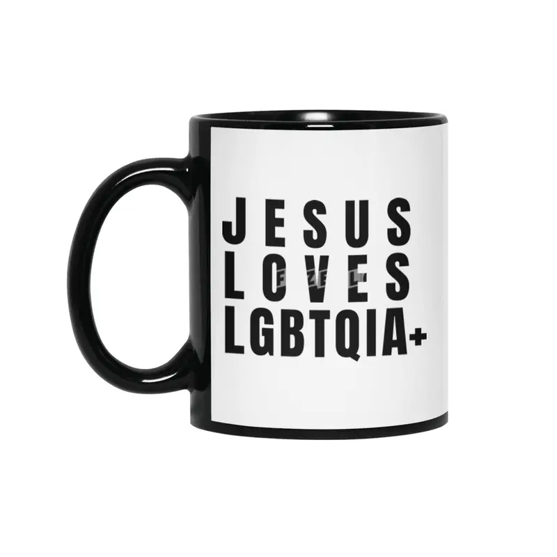 Jesus Loves LGBTQIA+ Siyah Kupa