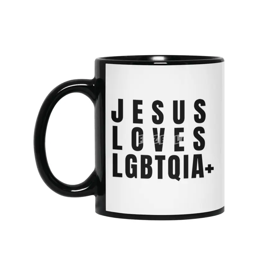 Jesus Loves LGBTQIA+ Siyah Kupa