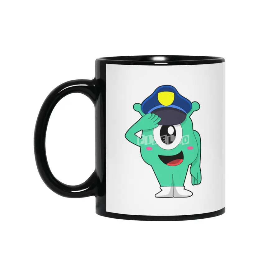 Alien as Police officer with Police hat Siyah Kupa