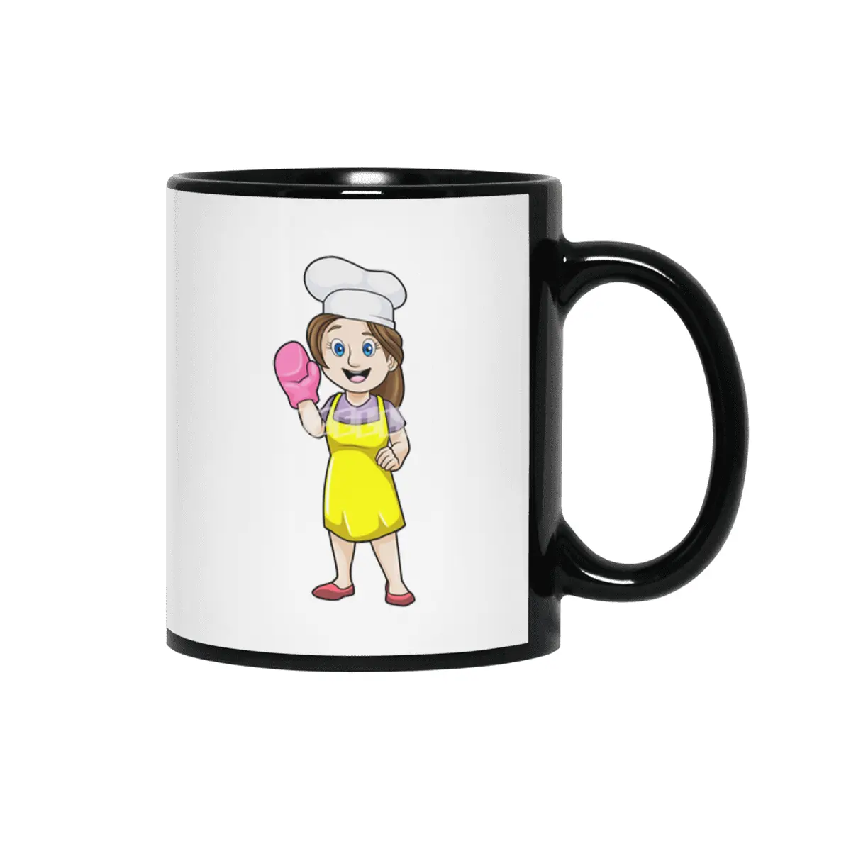 Baker with Cooking apron & Oven gloves Siyah Kupa