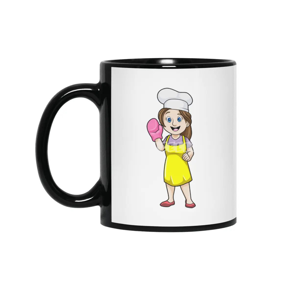 Baker with Cooking apron & Oven gloves Siyah Kupa