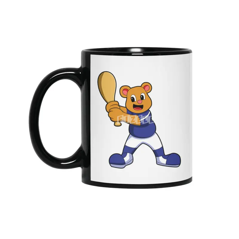 Bear as Batter at Baseball Siyah Kupa