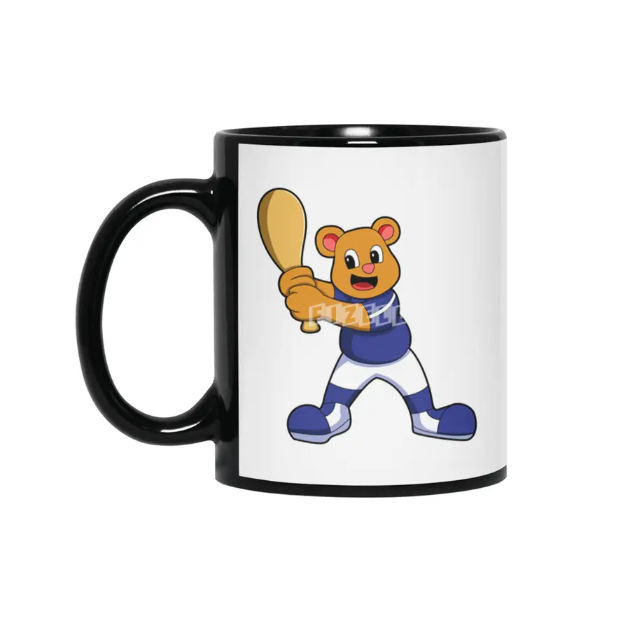 Bear as Batter at Baseball Siyah Kupa