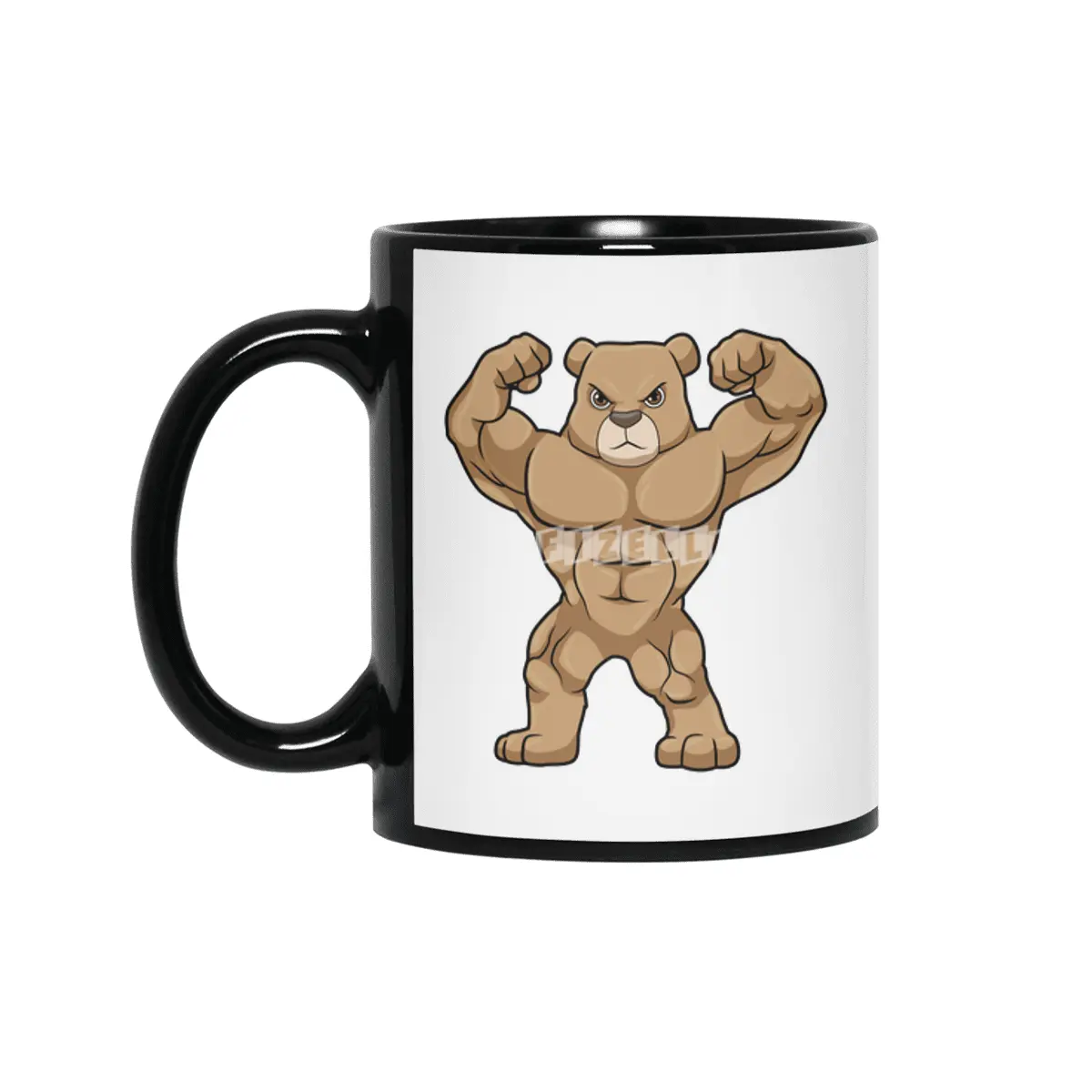 Bear as Bodybuilder with big Muscles Siyah Kupa