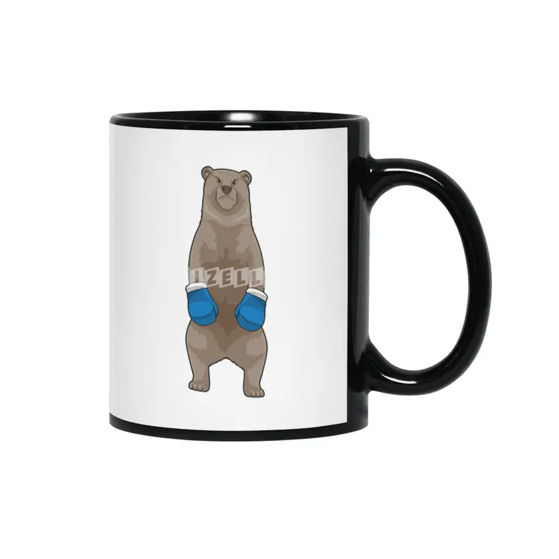 Bear as Boxer with Boxing gloves Siyah Kupa