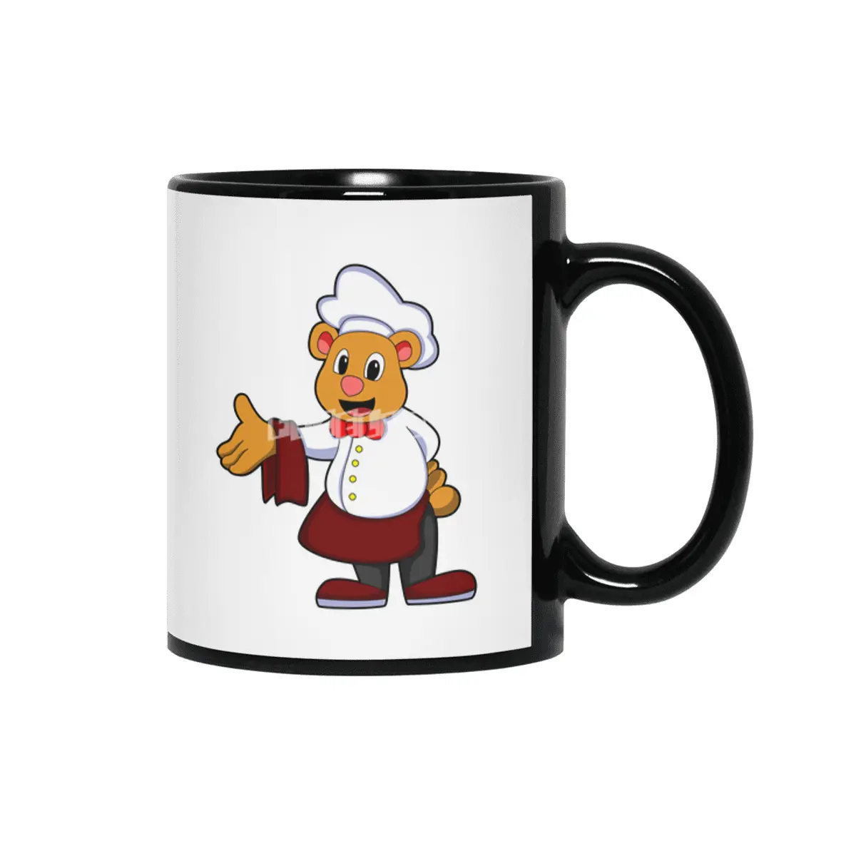 Bear as Cook with a Chef's hat Siyah Kupa