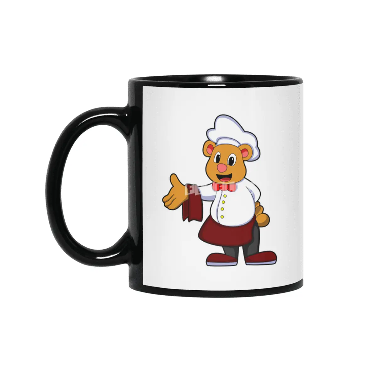 Bear as Cook with a Chef's hat Siyah Kupa