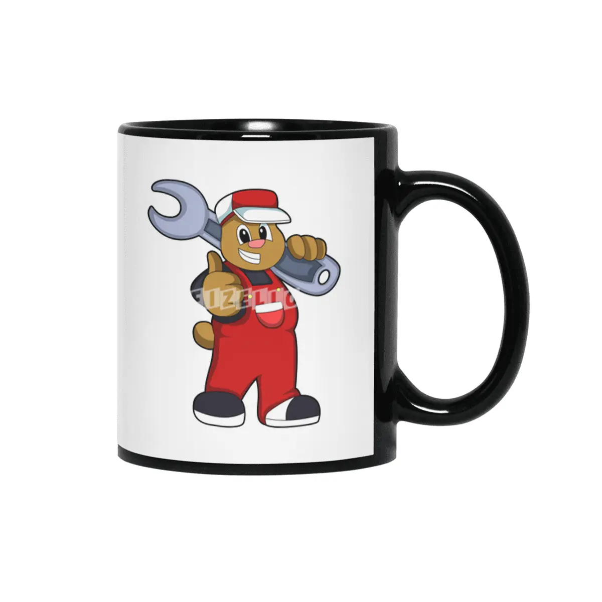 Bear as Craftsman with Tool Siyah Kupa