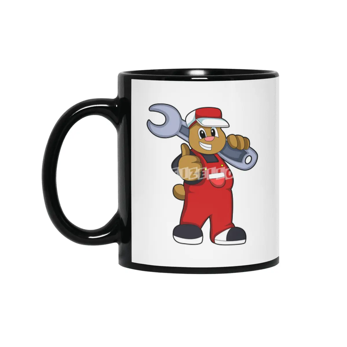 Bear as Craftsman with Tool Siyah Kupa