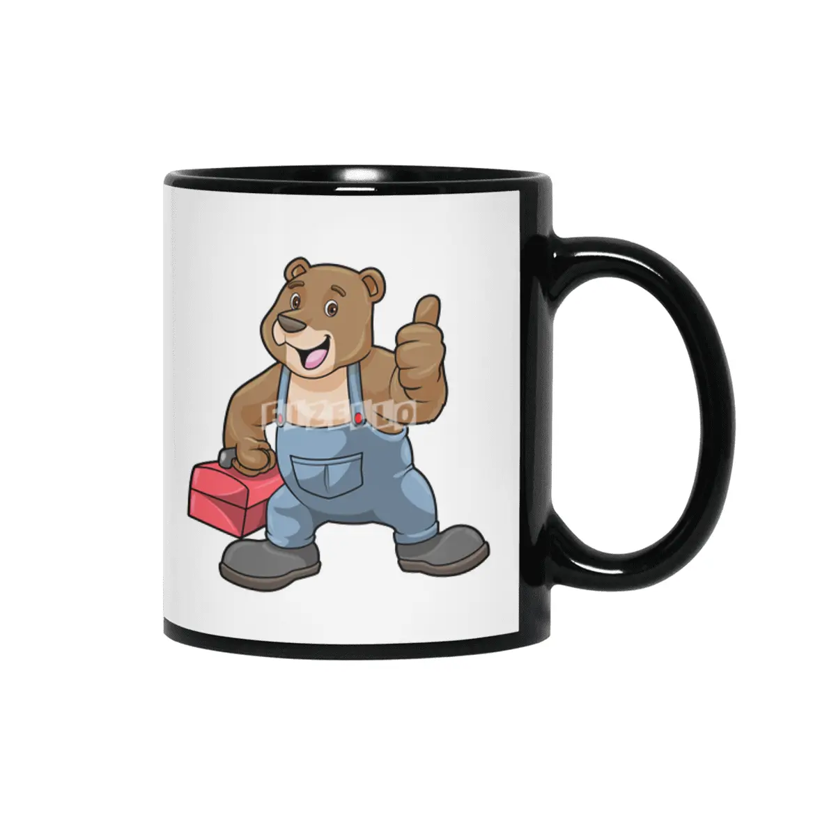 Bear as Craftsman with Tool box Siyah Kupa