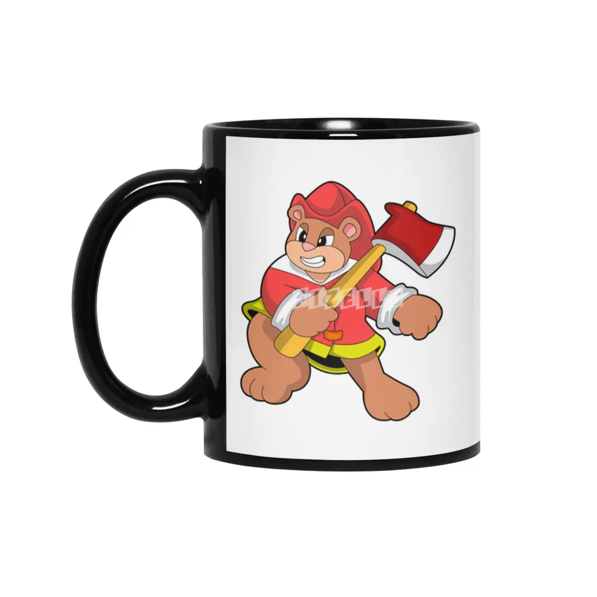 Bear as Firefighter with Ax Siyah Kupa