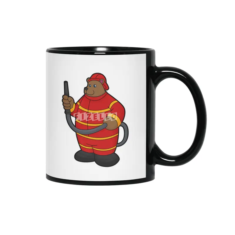 Bear as Firefighter with Hose Siyah Kupa