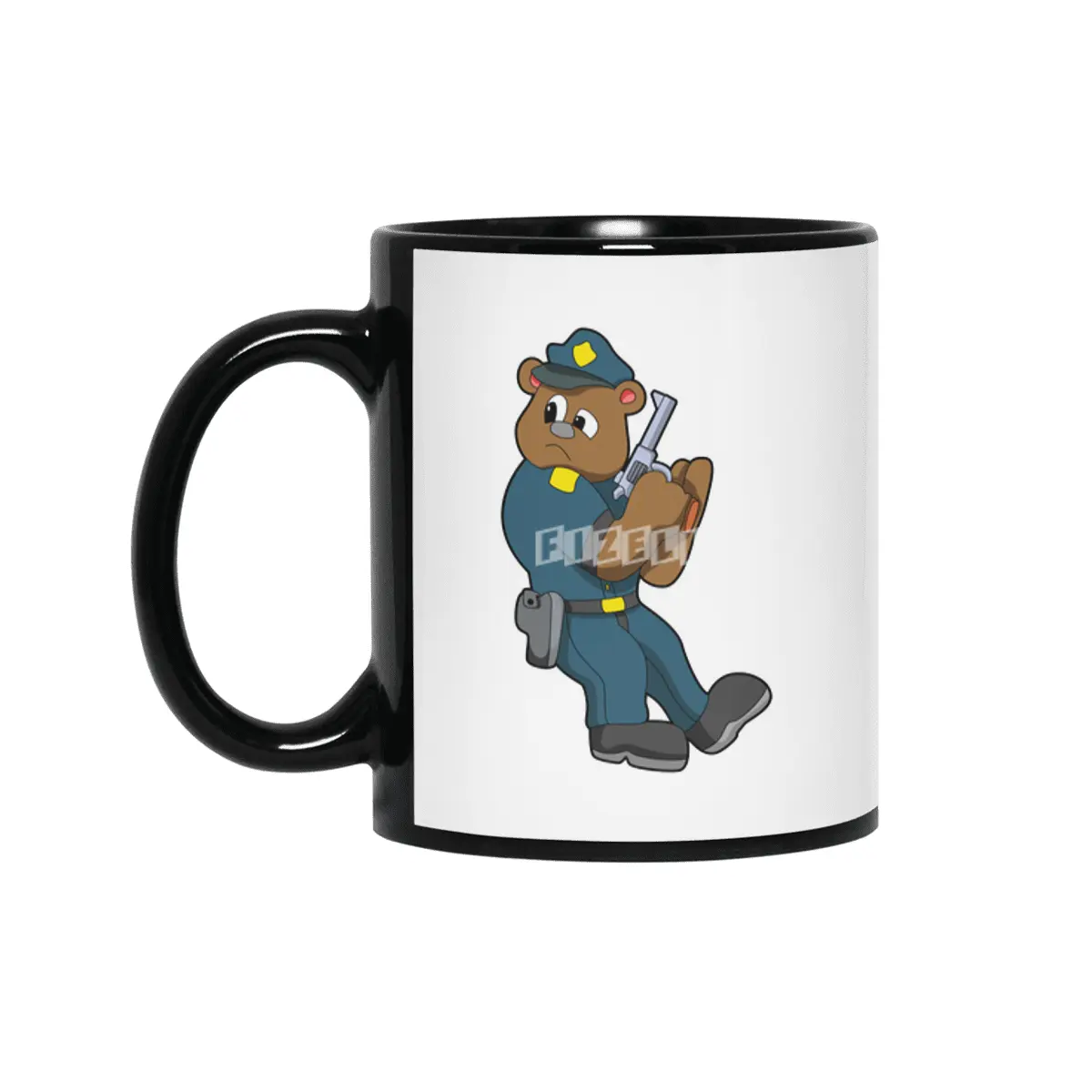 Bear as Police officer with Gun - Police Siyah Kupa