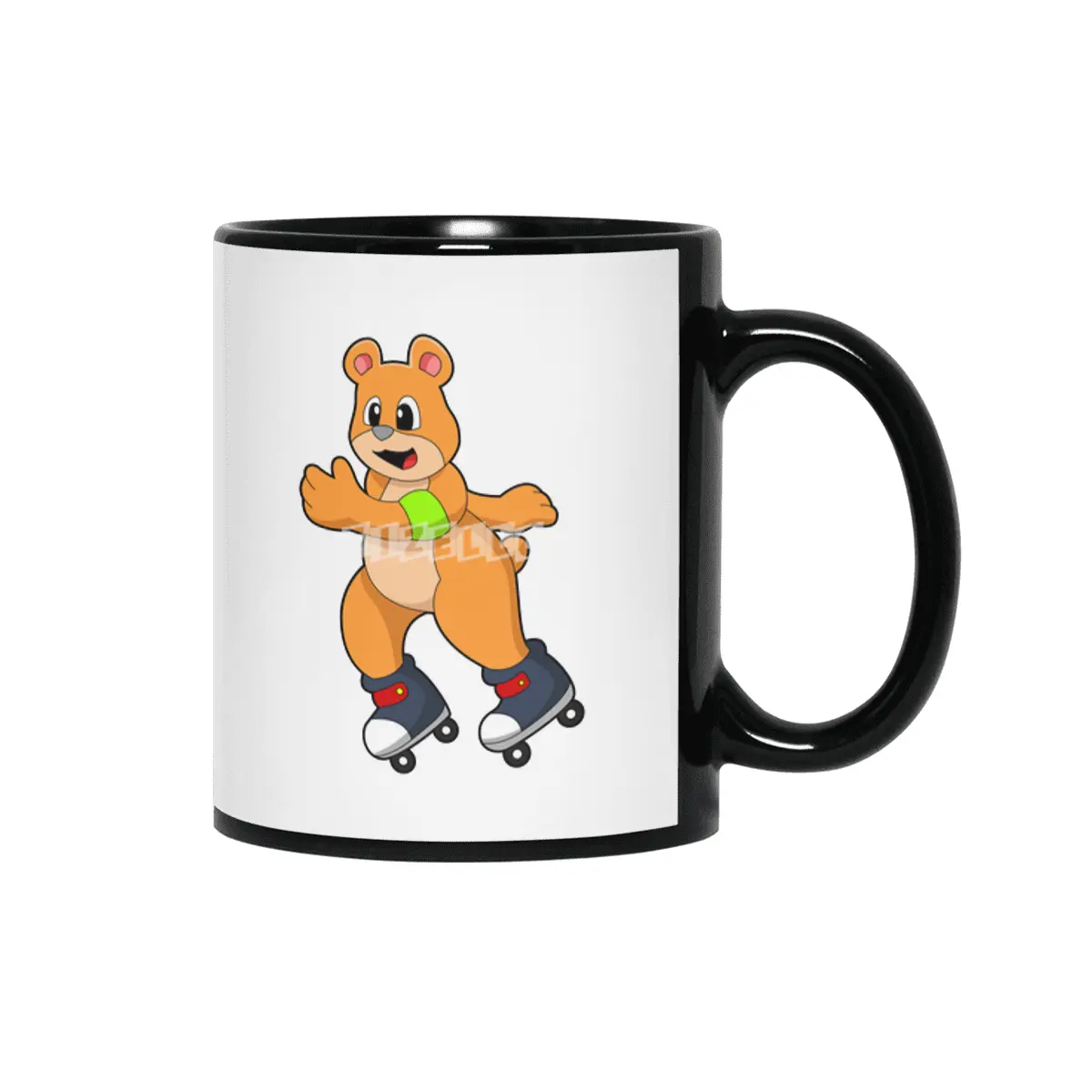 Bear as Skater with Inline skates Siyah Kupa
