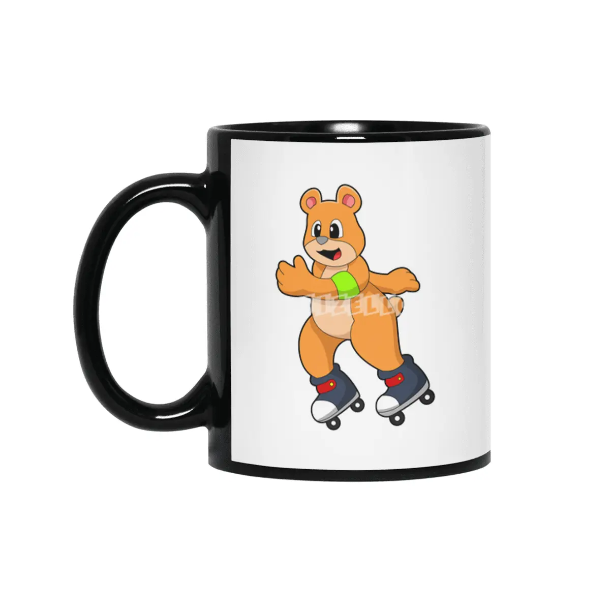 Bear as Skater with Inline skates Siyah Kupa