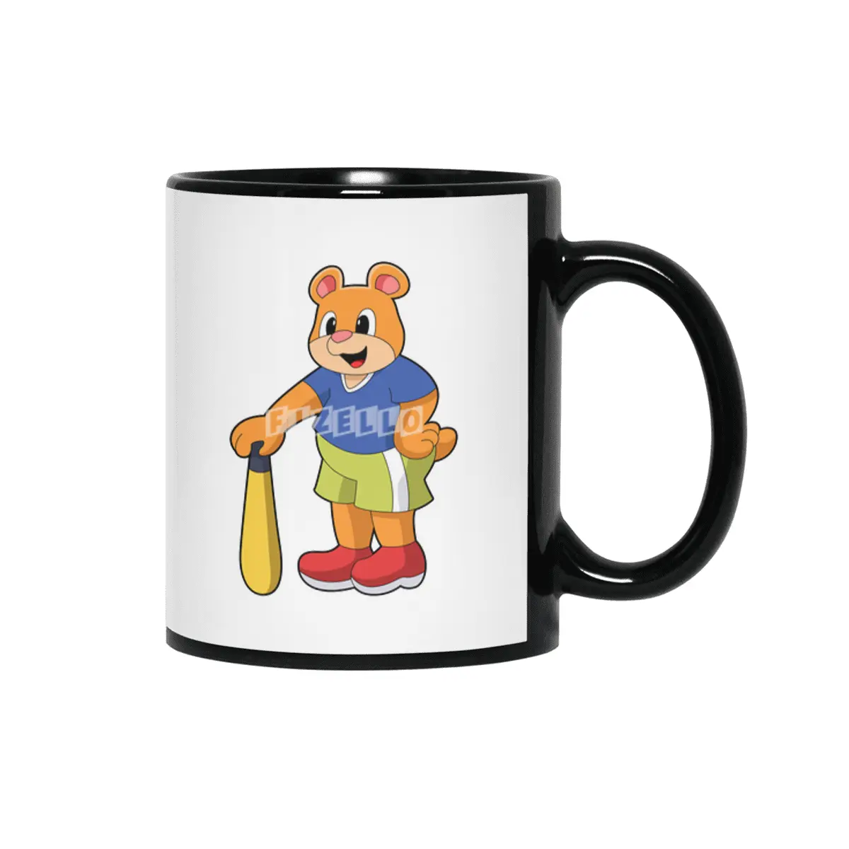 Bear at Baseball with Baseball bat Siyah Kupa
