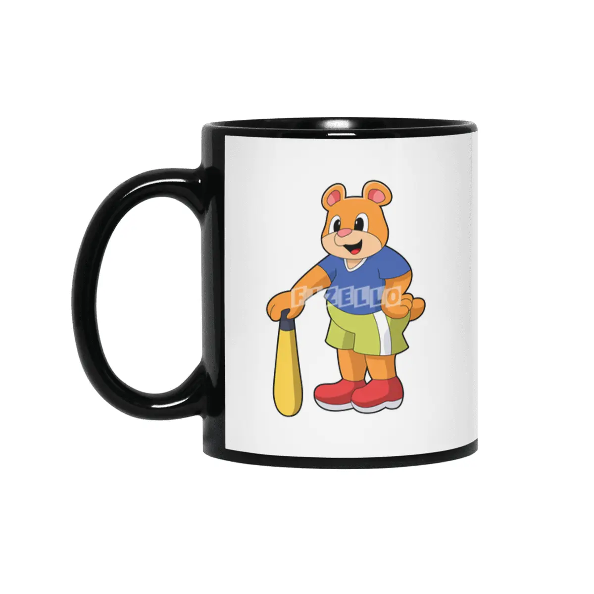 Bear at Baseball with Baseball bat Siyah Kupa