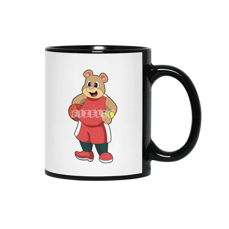 Bear at Basketball Sports Siyah Kupa