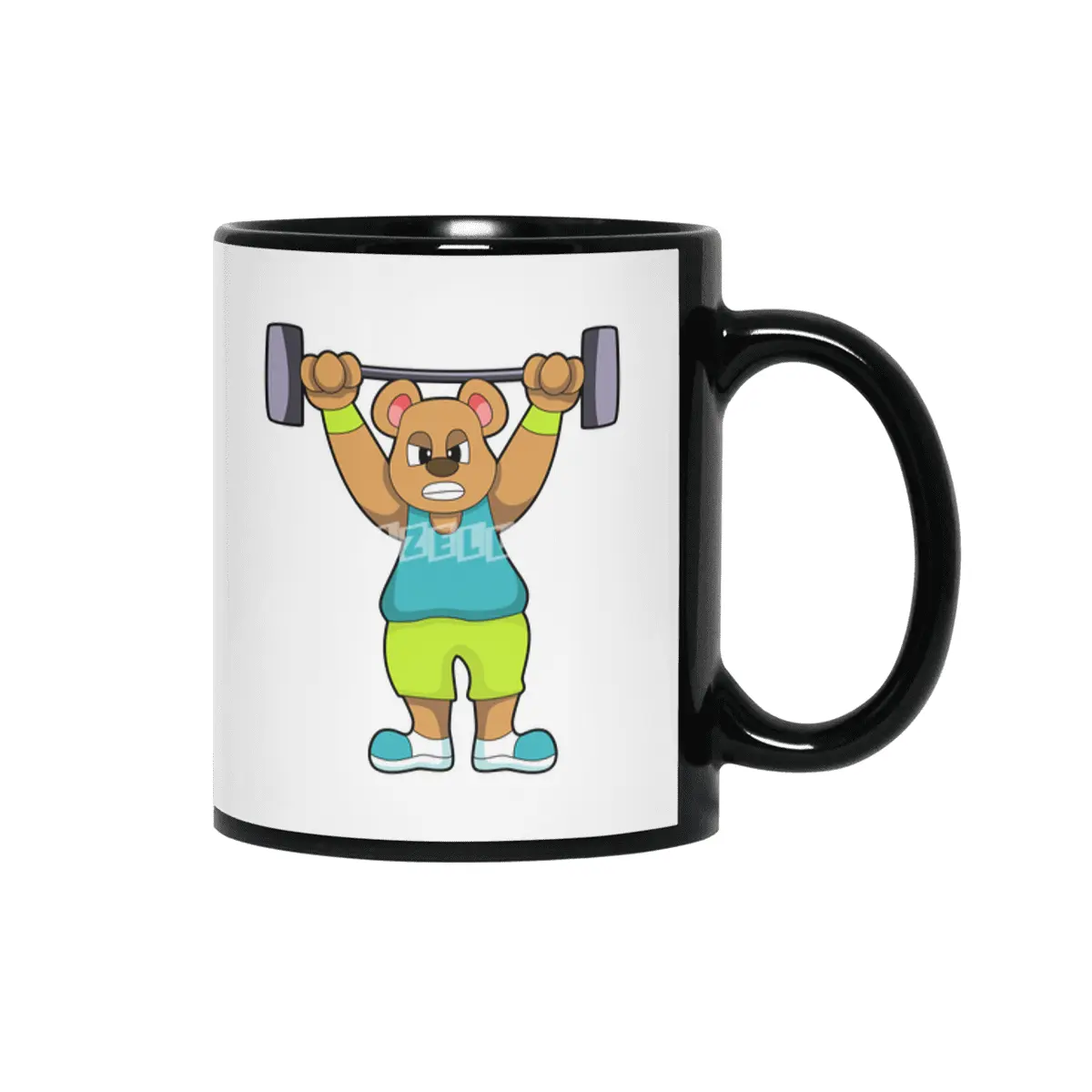 Bear at Bodybuilding with Barbell Siyah Kupa