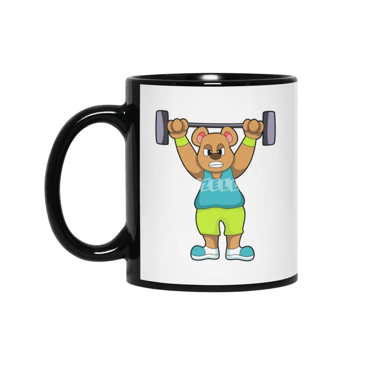 Bear at Bodybuilding with Barbell Siyah Kupa