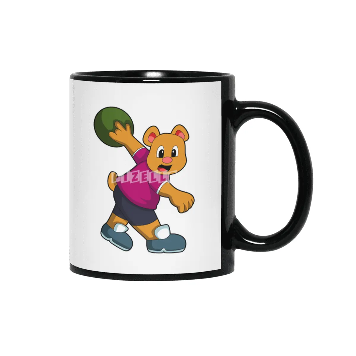 Bear at Bowling with Bowling ball Siyah Kupa