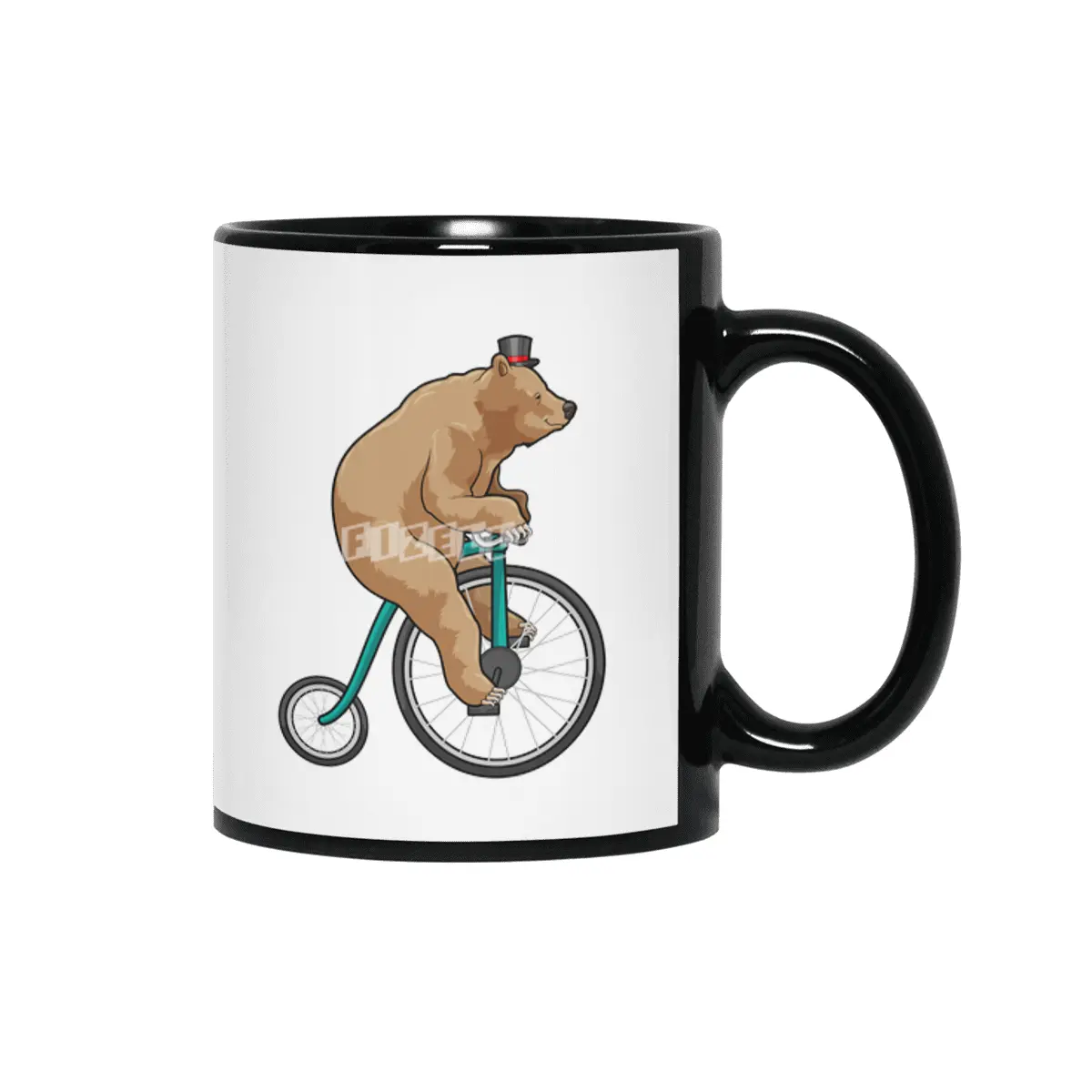 Bear at Circus with Bicycle Siyah Kupa