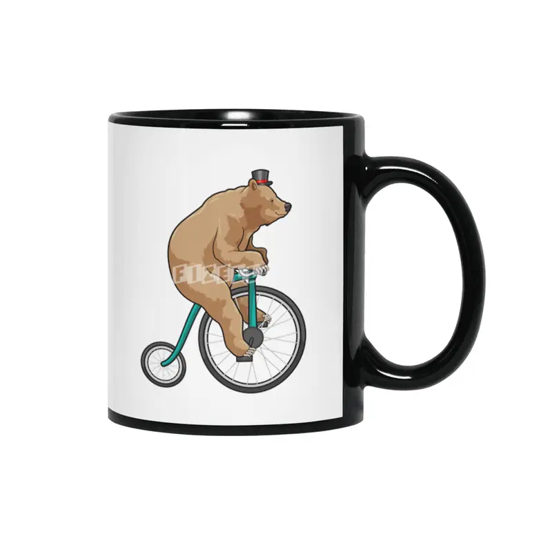 Bear at Circus with Bicycle Siyah Kupa